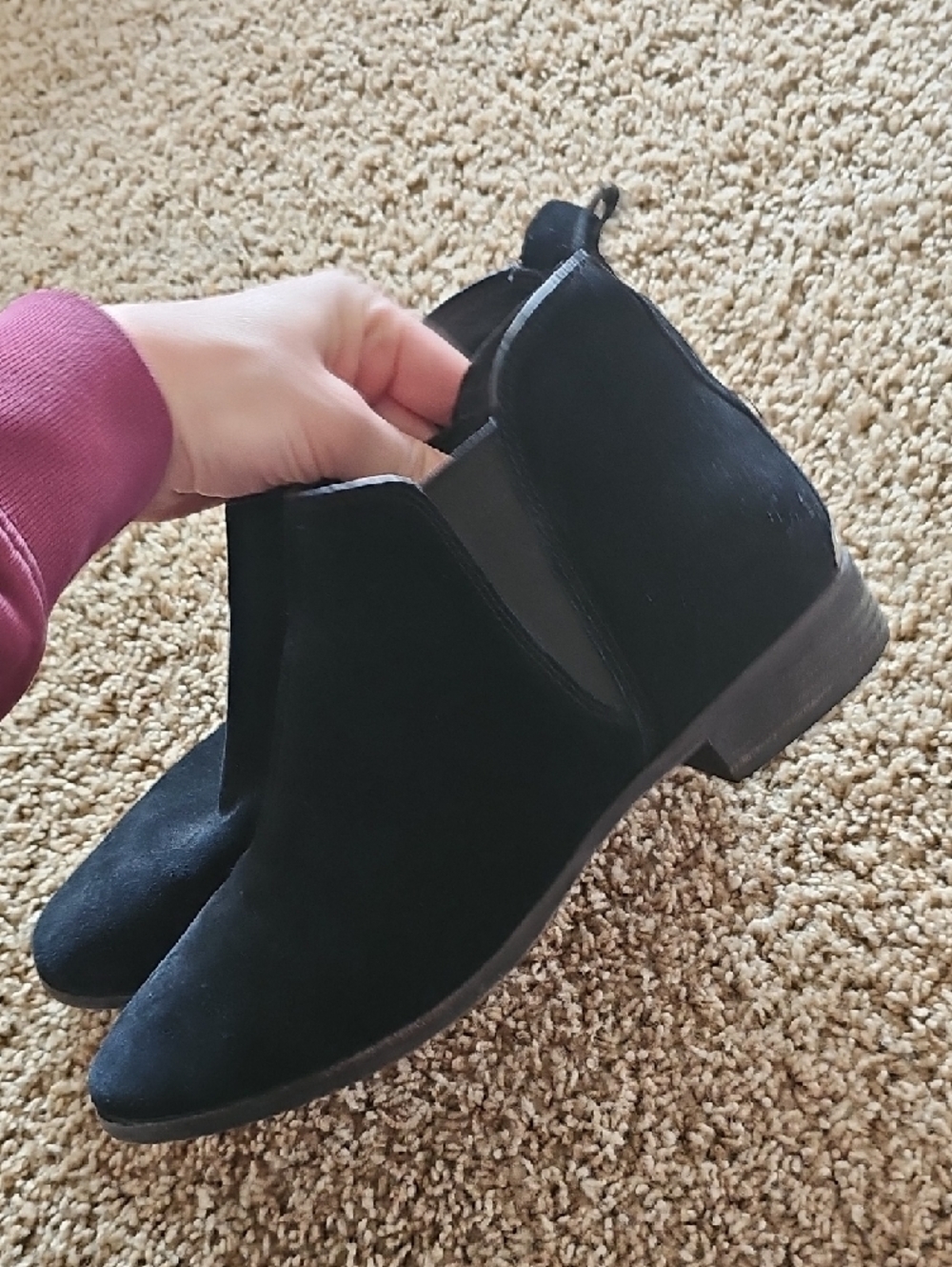 MICHAEL KORS Black Suede Pointed Ankle Booties with Low Heel